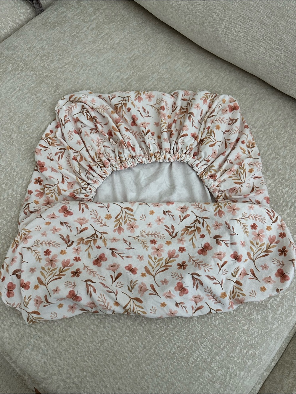 Floral Fitted Crib Sheet - Pink & Tan Blossom Print